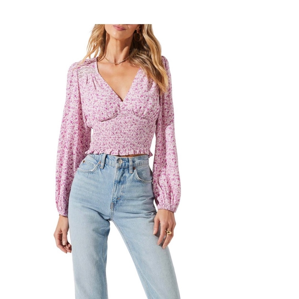 ASTR Pink-Fuchsia Floral Blouse SZ S NWT